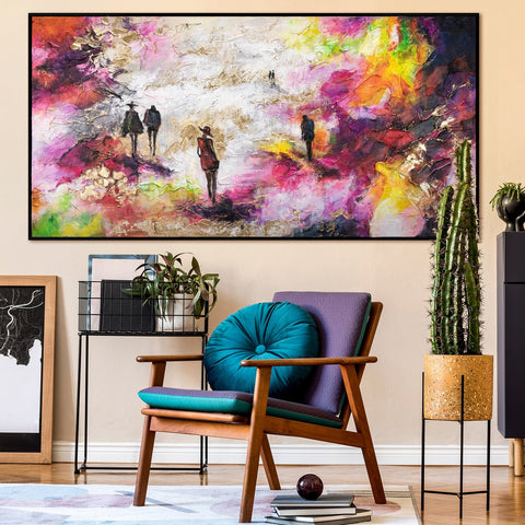 living room art decor abstract bright paintings