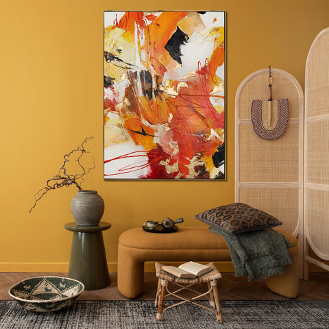 Bright abstraction on canvas "Orange expression"