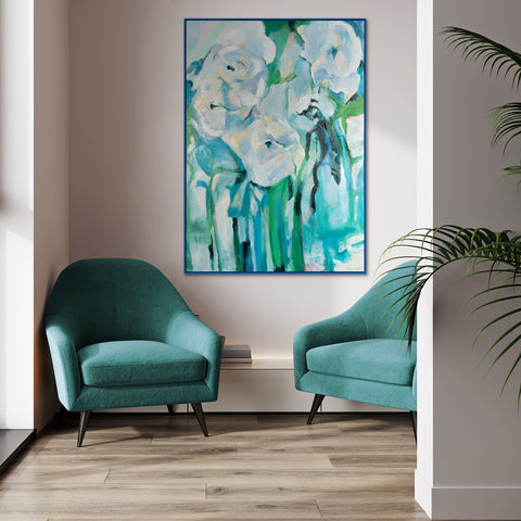 Elegant textured painting on canvas "Floral abstraction"