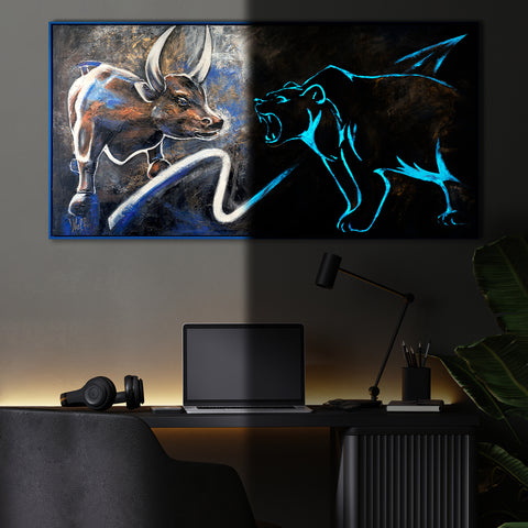neon sign painting modern bull painting